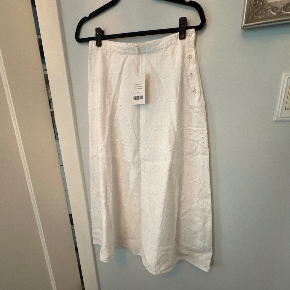 NWT Everlane White Cotton Eyelet ALine Skirt Size 4